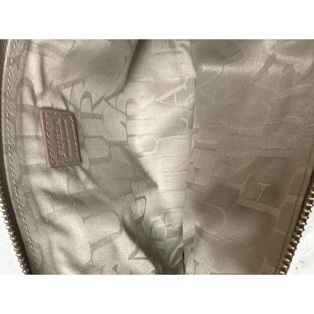 Furla Leather Cosmetic Pouch Tan Zip Clutch Makeup‎ Bag Italy 8x5